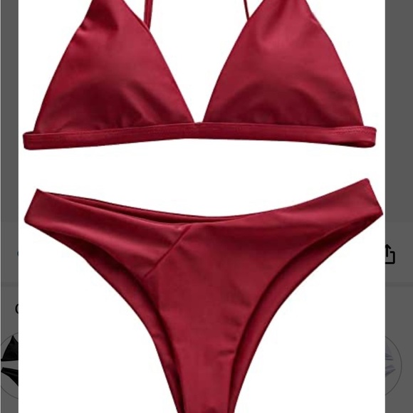 Zaful High Waisted Triangle  2 Pc. Burgandy Bikini size 8 NEW - Picture 12 of 13
